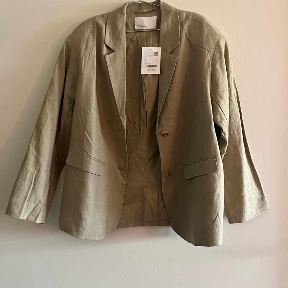 OAK + FORT Linen Khaki Twill Blazer